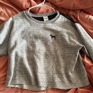 PINK grey and black mesh cropped sweatshirt